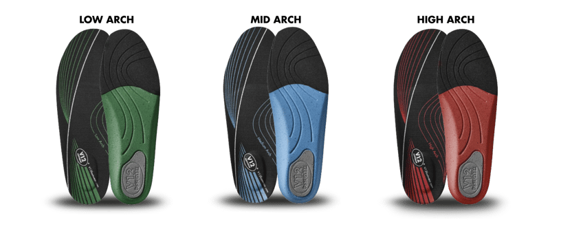 V12 Footwear Dynamic Arch - three arch types